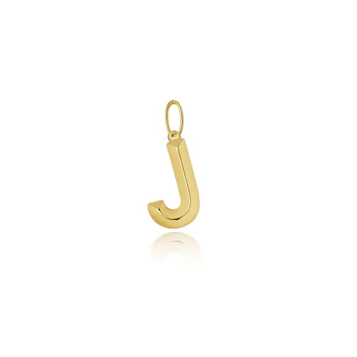 9ct Yellow Gold Initial Pendant J 8.4X13.6mm